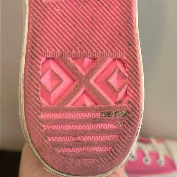 Converse Pink and White High-Top Sneakers - Picture 5 of 7